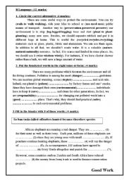 English Worksheet: mid term test no 2 9th form