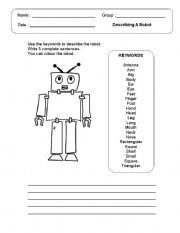 English Worksheet: Describing a Robot