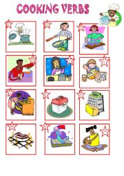 English Worksheet: VOCABULARY: COOKING VERBS