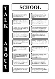 English Worksheet: School - 18 conversation cards - upper-intermediate level (editable)