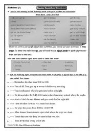 English Worksheet: Writing about Daily activities