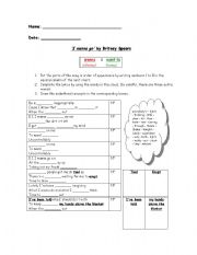 English worksheet: Britney Spears - I Wanna Go - Complete the lyrics