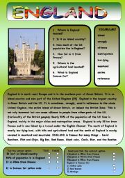 English Worksheet: ENGLAND