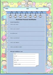 English Worksheet:  Personal IdentificationWorksheet