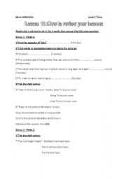 English Worksheet: how to review your lessons