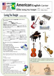 English Worksheet: Song: Loving You Tonight - Andrew Allen
