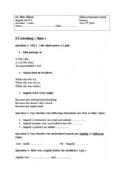 English Worksheet: Exam : listening / grammar / ( 9th form )