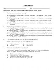 English Worksheet: Colon and Semicolon Practice