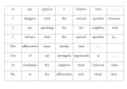 English Worksheet: Debating sentences