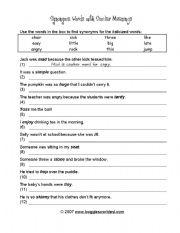 English Worksheet: Synonyms