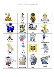 English worksheet: What do you want to be when you grow up?