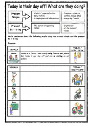 English Worksheet: present simple vs present be + ing (continuous)