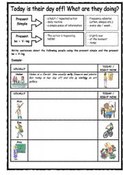 English worksheet: present simple vs present be + ing (continuous)