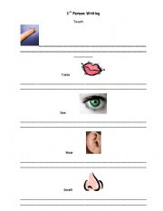 English worksheet: 1st person writing