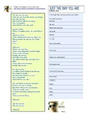 English worksheet: just the way you are (simple past tense)