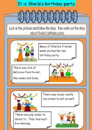 English worksheet: Sheilas birthday party