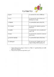 English Worksheet: Flatmates speaking activity