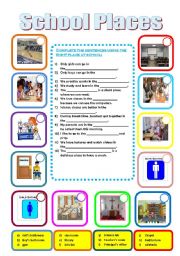 English worksheet: school places