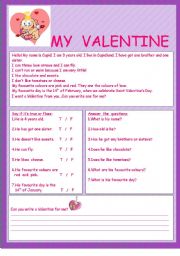 English Worksheet: My Valetine