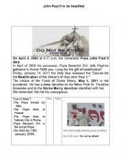 English Worksheet: John Paul II will be beatified!