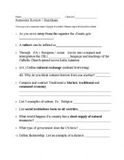 English worksheet: 6th grade social studies  final