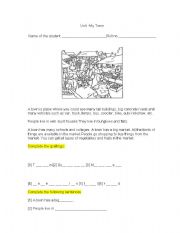 English worksheet: Unique features of my town