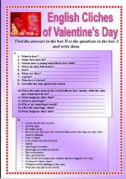 English Worksheet: English Cliches of Valentines day