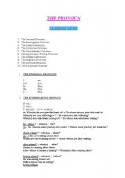 English worksheet: the pronoun