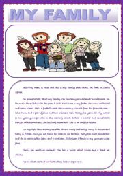 English Worksheet: MY FAMILY - SIMPLE PRESENT
