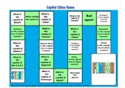 English Worksheet: Capital Cities Board Game
