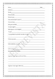 English worksheet: Entrevista 