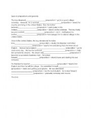 English worksheet: Preposition and Gerund Practice