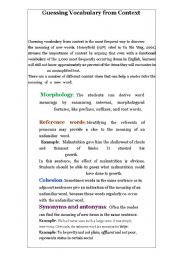 English worksheet: guesing vocabs from context