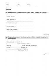 English worksheet: Test Present Perfect