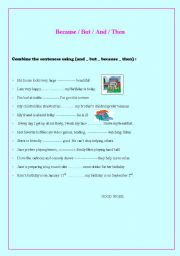 English Worksheet: Linkers (and_but_because_then)