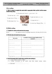 English Worksheet: diaries