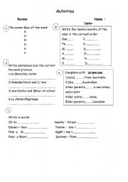 English Worksheet: review