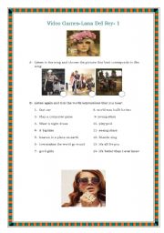 English Worksheet: Video games -Lana del Rey - Valentines song- 1