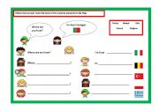 English Worksheet: Where are you from?