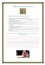 English Worksheet: Video Games- Lana Del Rey-Valentines day song-3