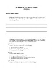English Worksheet: Merlin and the Lost King of England, chapter 1