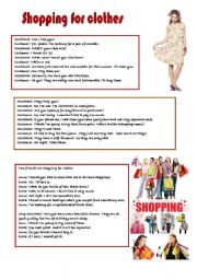 English Worksheet: CONVERSATION: SHOPPING FOR CLOTHES