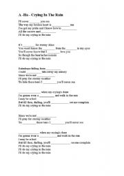 English worksheet: a-ha crying in the rain