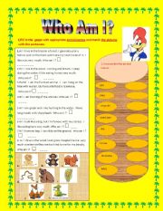 English Worksheet: who am I?