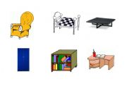 English Worksheet: Room decorating - furniture and prepositions revision