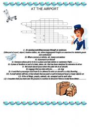 English Worksheet: At the Airport Crossword