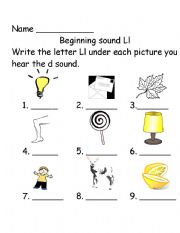 English Worksheet: Beginning sounds Ll