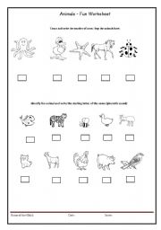 English Worksheet: Animals - Fun Worksheet ( Maths & English(phonectic)