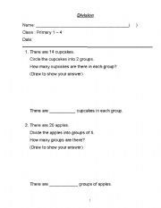 English Worksheet: Division