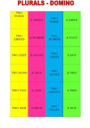 English worksheet: PLURALS - domino 